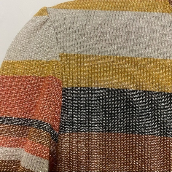 Band of Gypsies Dazed and Confused Stretch Shimmer Striped Mock Neck Shift Dress - Picture 7 of 8